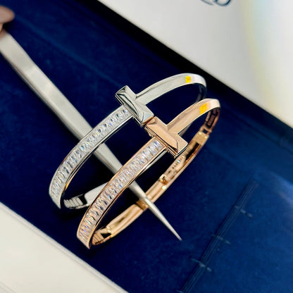 T1 Wide Diamond Hinged Bracelet