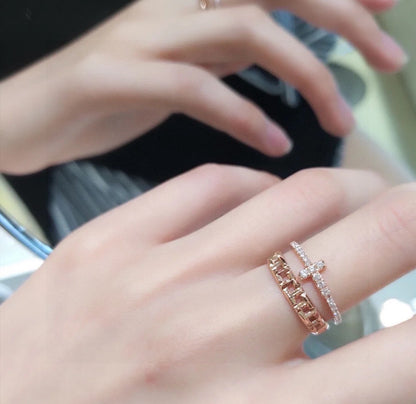 T Diamond Wire Ring