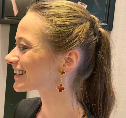 Magic Alhambra Carnelian & Tiger Eye Earrings