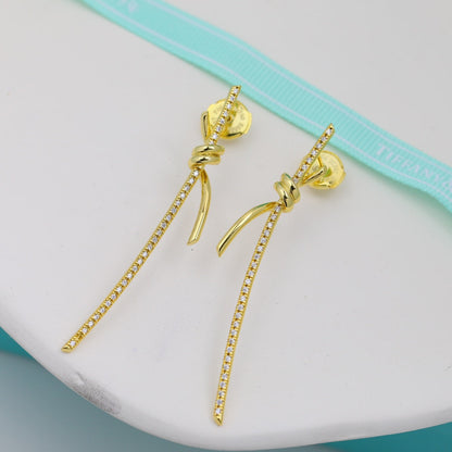 T Knot Drop Diamonds Earrings
