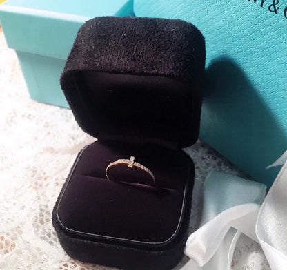 T Diamond Wire Ring