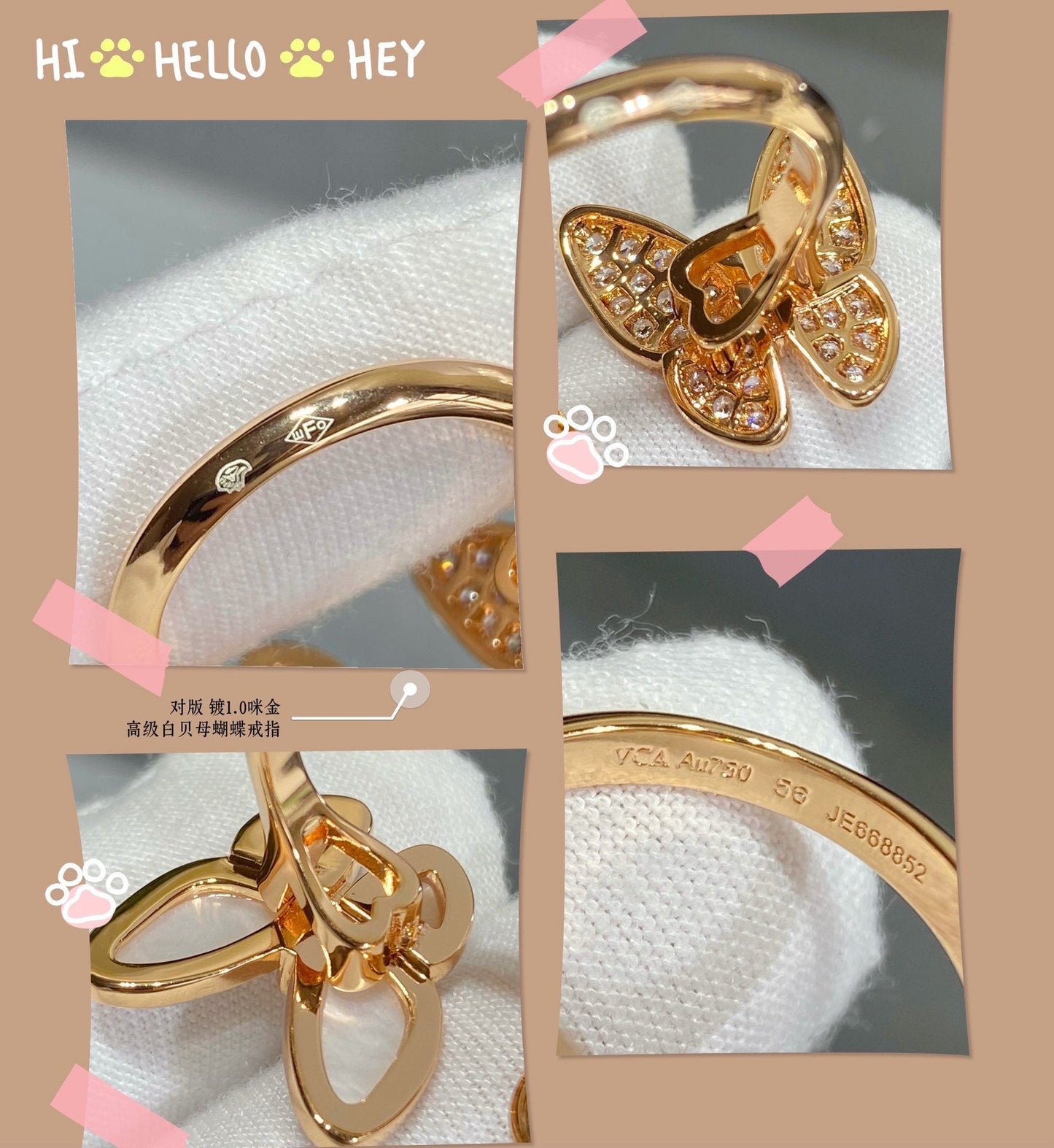 Two Butterfly Between the Finger Pearl Ring