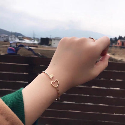 T Heart Key Wire Bracelet