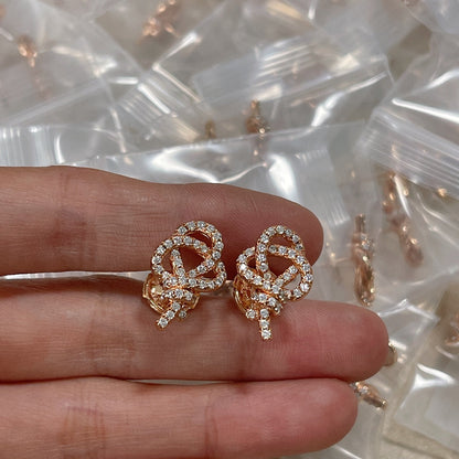 T Keys Woven Diamond Earrings