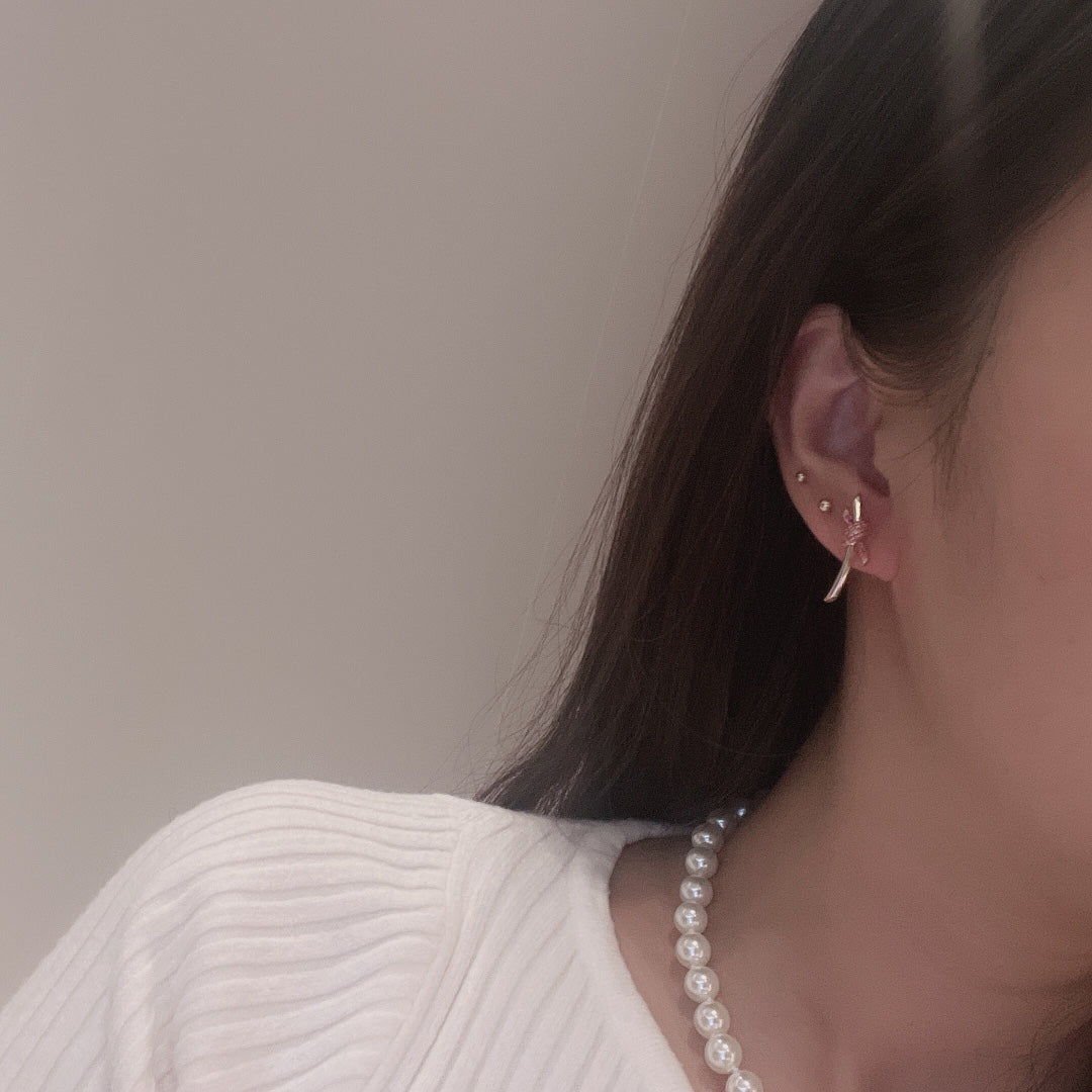 T Knot Pink Diamonds Earrings