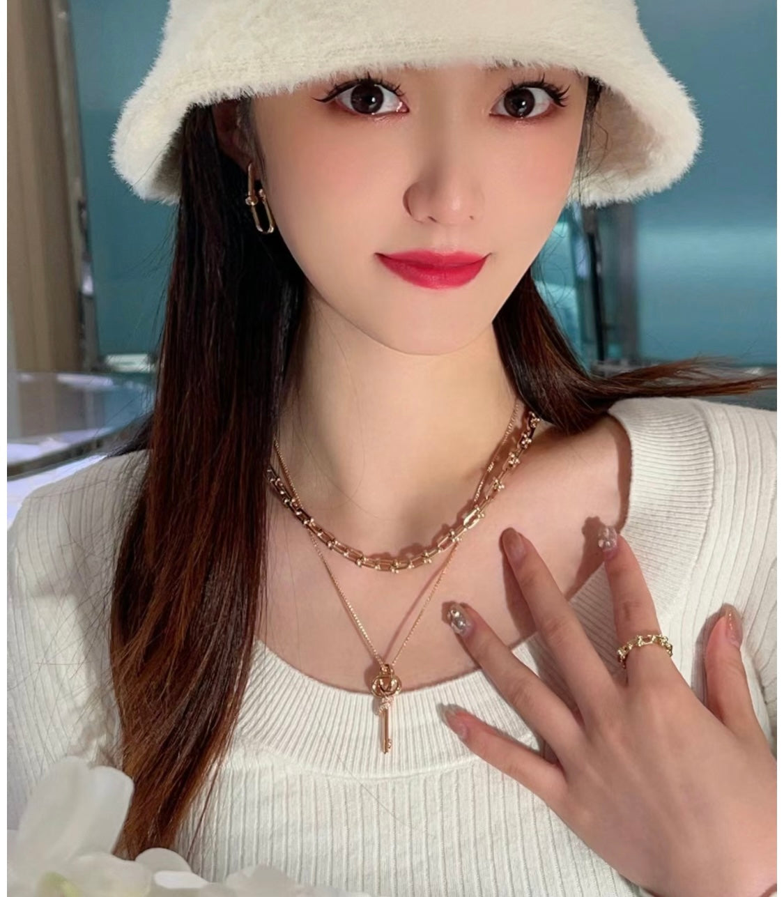 T Keys Woven Diamonds Medium Necklace