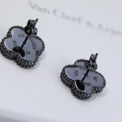 Vintage Alhambra Black Earrings