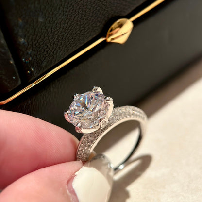T Pavé Setting Engagement Ring