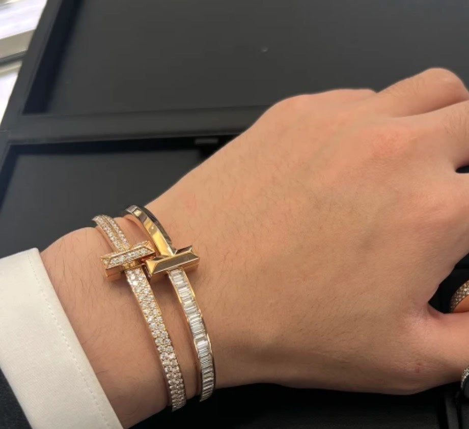 T1 Wide Diamond Hinged Bracelet
