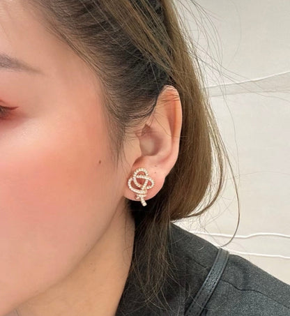 T Keys Woven Diamond Earrings