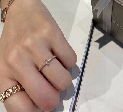 T Diamond Wire Ring