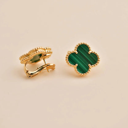 Vintage Alhambra Malachite Earrings