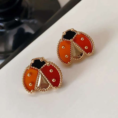 Lucky Spring Open Wings Ladybug Earrings