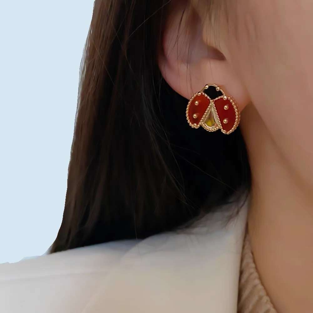 Lucky Spring Open Wings Ladybug Earrings