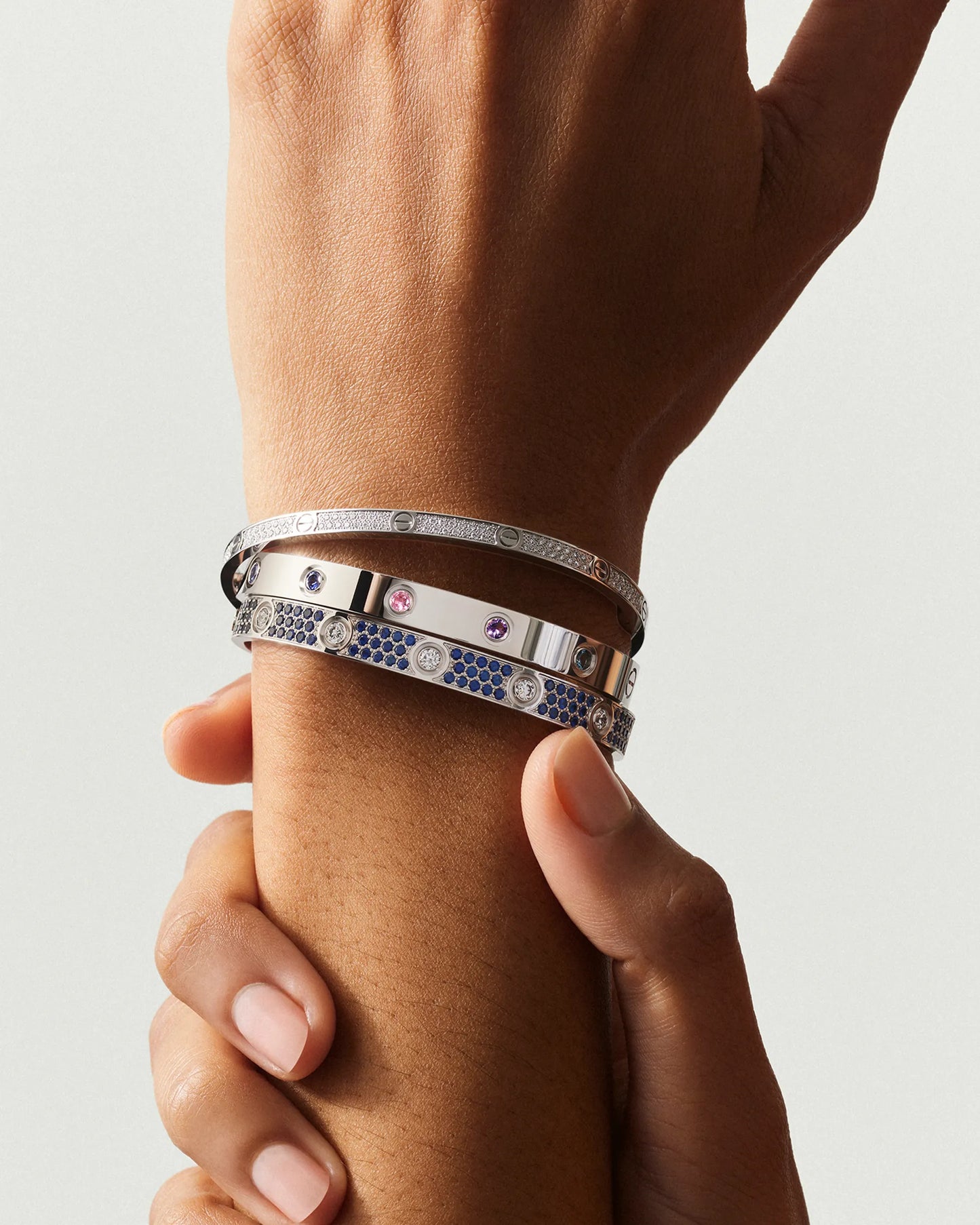 LOVE BRACELET DIAMOND PAVED IN COLORFUL SAPPHIRE